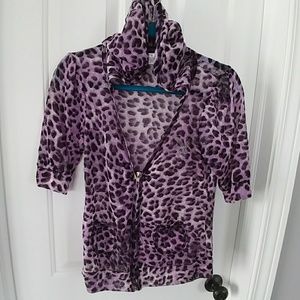 Playboy leopard print zip-up cardigan